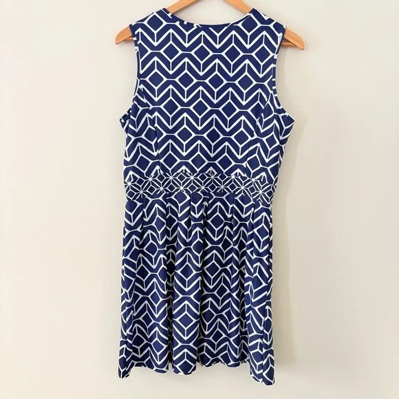 Jude Connally sleeveless dress navy and white geometric nautical blend XL - Picture 4 of 10